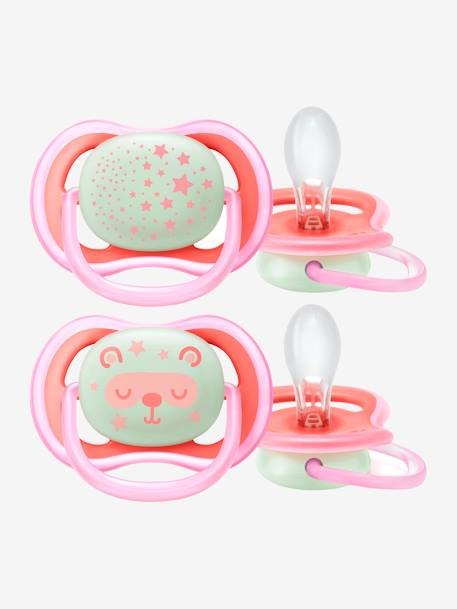 Avent - lot de 2 Sucettes ultra air night 6-18 mois Les tétines, les attaches tétines & anneaux de dentition