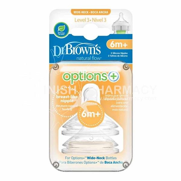 Dr. Brown's - Pack de 2 tétines Cole étroit L3 6M+ Dr Brown's