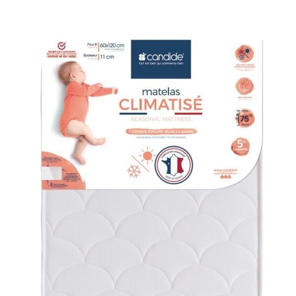 Candide - Matelas bébé 60*120cm Climatisé 2 faces Candide
