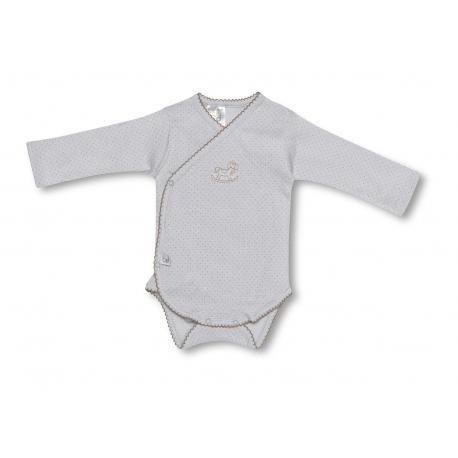 Bimbidreams - Body croisé manches longues – 6mois dots gris BimbiDreams