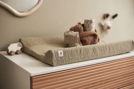 Jollein - Housse matelas à langer 50x70cm Soft Waves Olive Green Jollein