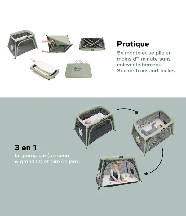 Babymoov - Lit parapluie avec berceau - Moov & Comfy