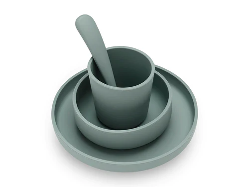 Set de table bébé Silicone Ash Green (4pcs) Jollein