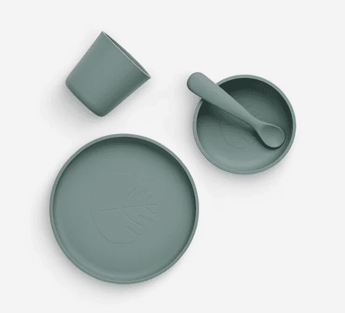 Set de table bébé Silicone Ash Green (4pcs)