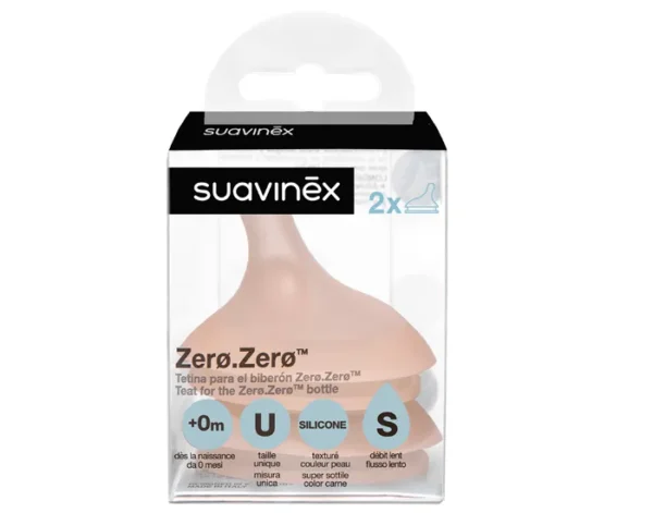 Suavinex Lot de 2 Tétines pour Biberon Zéro Zéro – Débit Lent Suavinex