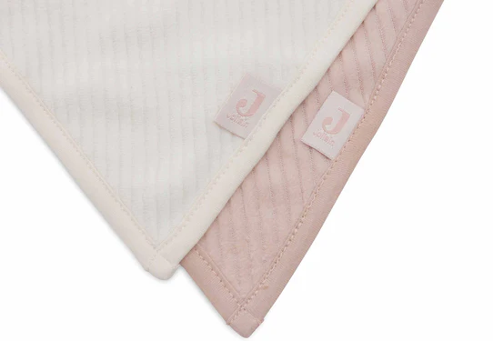 Jollein Bavoir Bandana Velvet Rib - Wild Rose/Ivory - 2 Unités