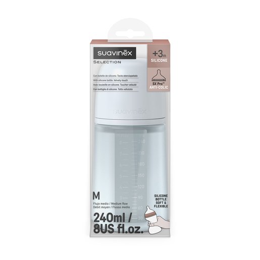 Suavinex Biberon en silicone 240 ml bleu