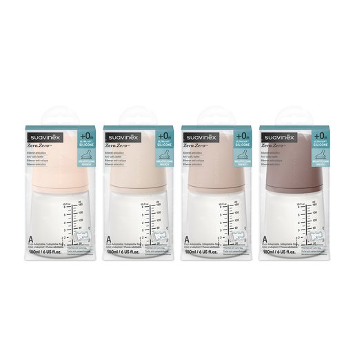 Suavinex Biberon anti-colique ZERØ.ZERØ™ 180 ml débit adaptable (A) +0 mois