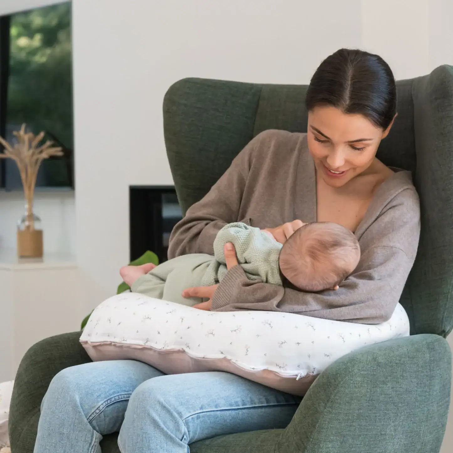 Doomoo Coussin d'allaitement Softy Flower Pink