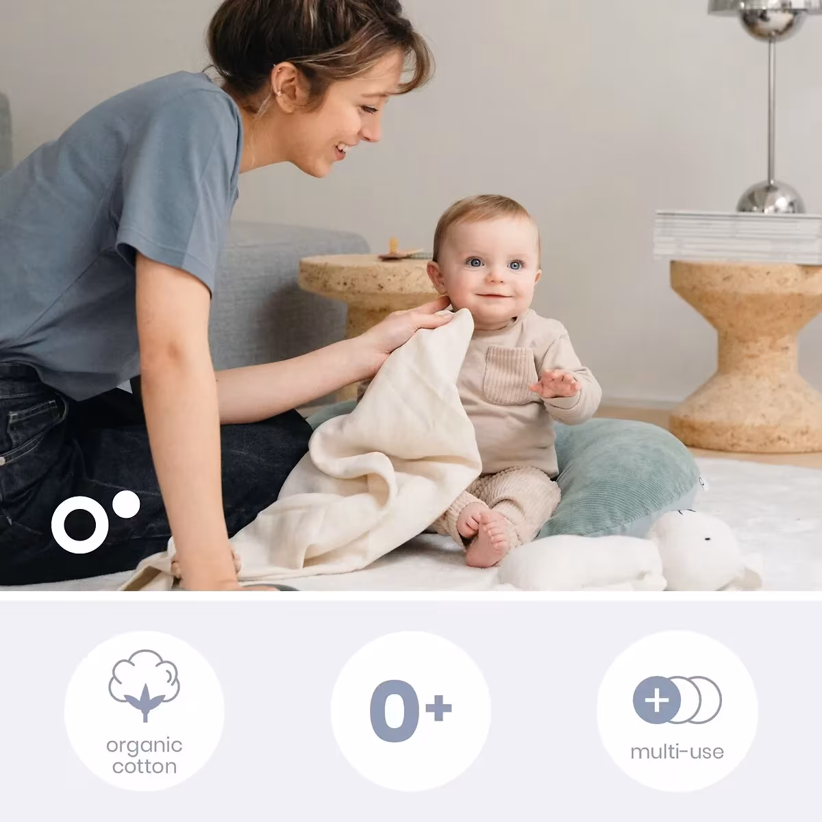 Doomoo Set de 3 Langes en Gaze de Coton Sweety Cream Lovely