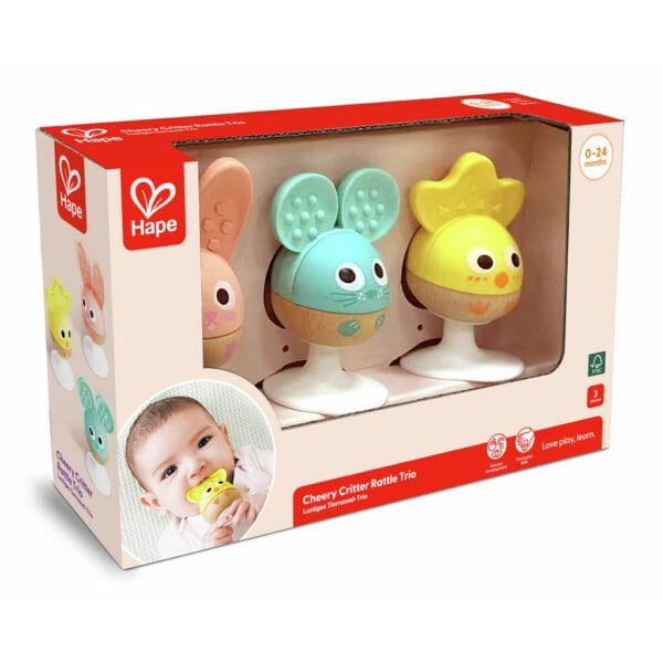 Hape 3 hochets à ventouse animaux