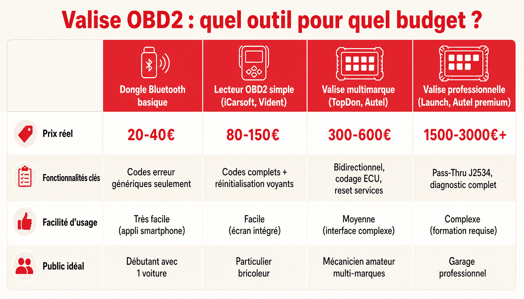 Comparatif des meilleures valises de diagnostic auto 2025 : prix, fonctionnalités et public cible