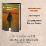Lo psicoanalista Giacomo Balzano a Bitonto per presentare “Una storia d’amore e di sangue”