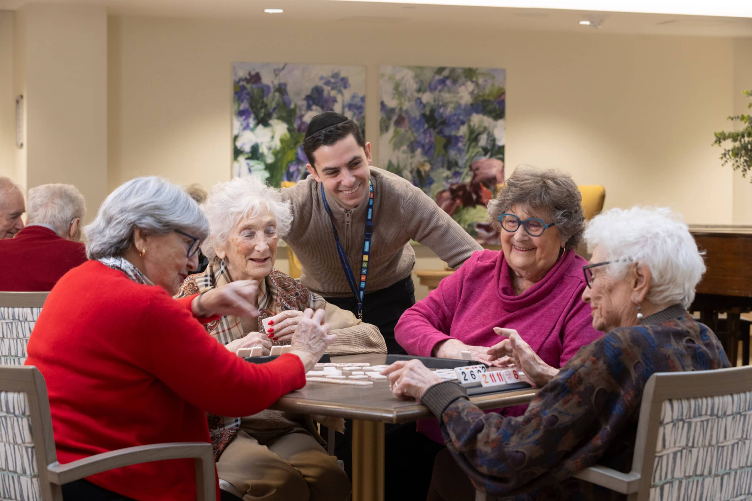 Baycrest staff spending time with residents