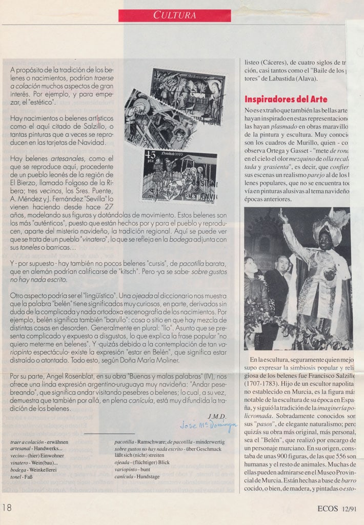 Artículo en revista alemana Ecos de España.