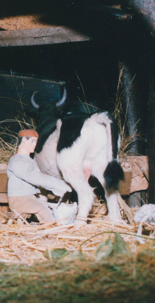 Ordeñando una vaca.