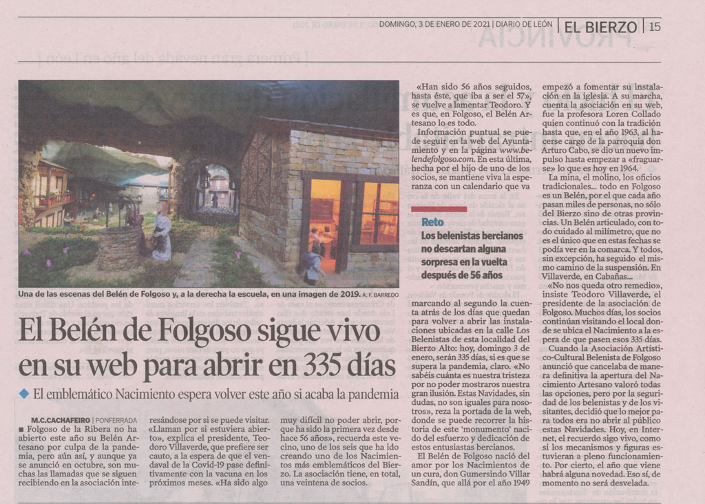 Diario de León 3 de enero de 2021.