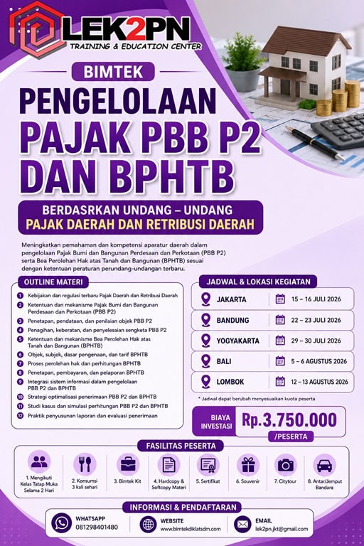 Bimtek Pengelolaan Pajak PBB P2 dan BPHTB Berdasarkan Undang – Undang Pajak Daerah dan Retribusi Daerah