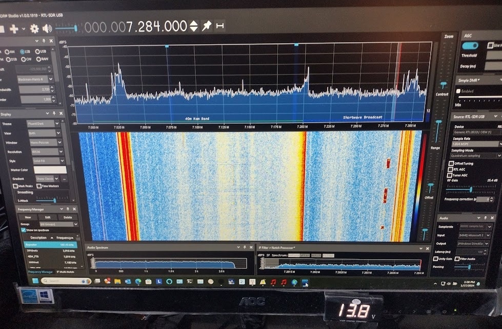 Additional spectrum scope within residence showing strong emissions ~150 ft away