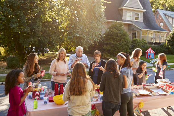 Neighbors at a block gathering