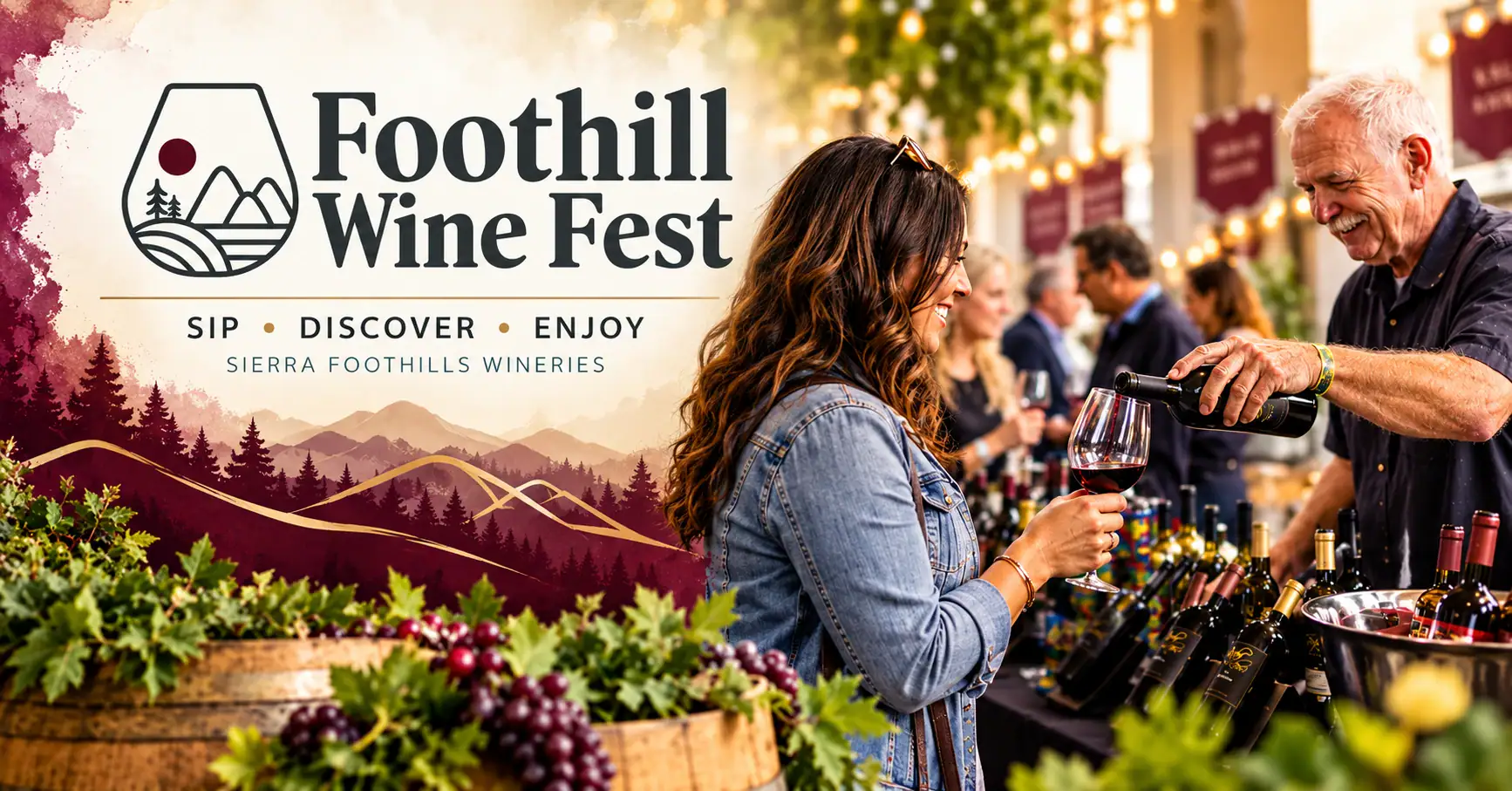 Foothill Wine Fest grand tasting — wine being poured into glasses