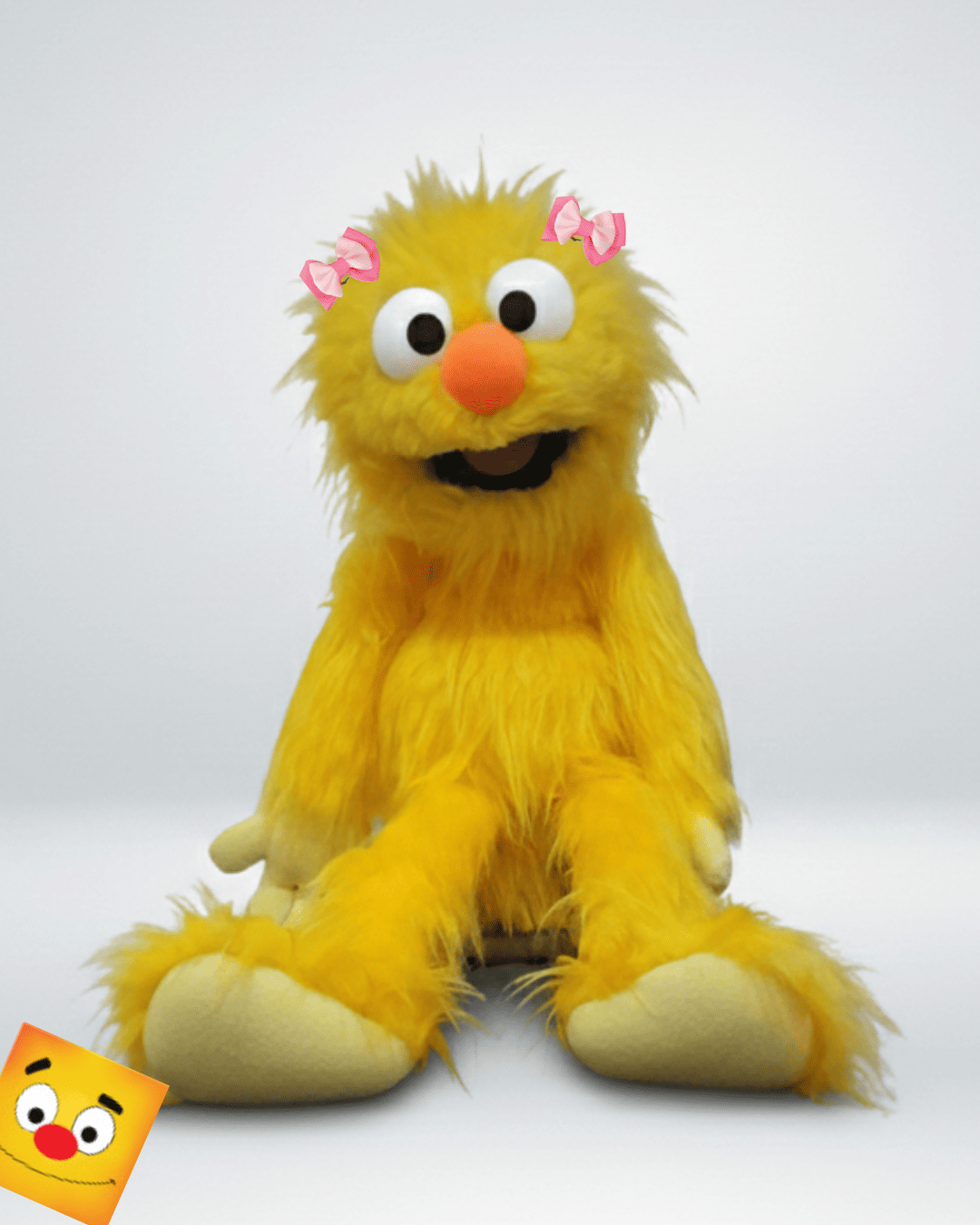 Fantoche Monstro Profissional artesanal na cor amarela, com 70 cm