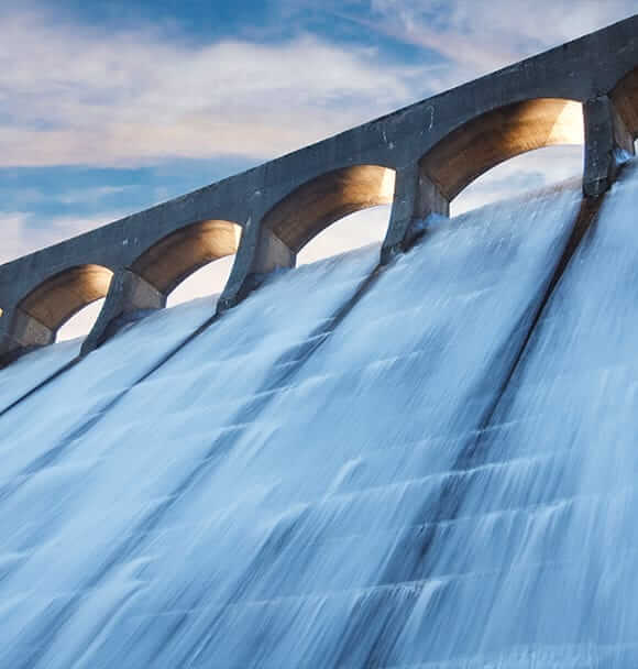 Dam with flowing water