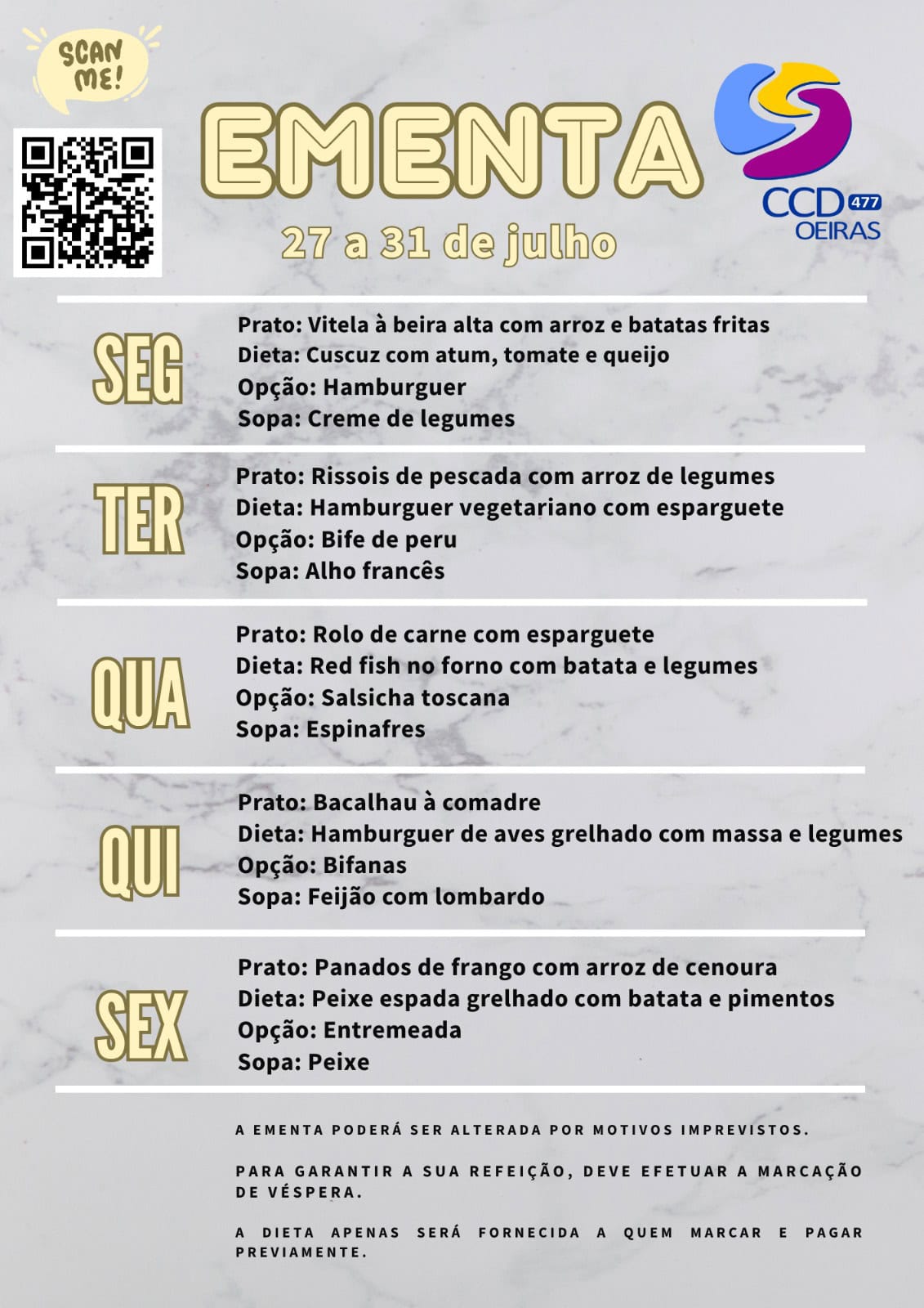 Ementa da Semana 31