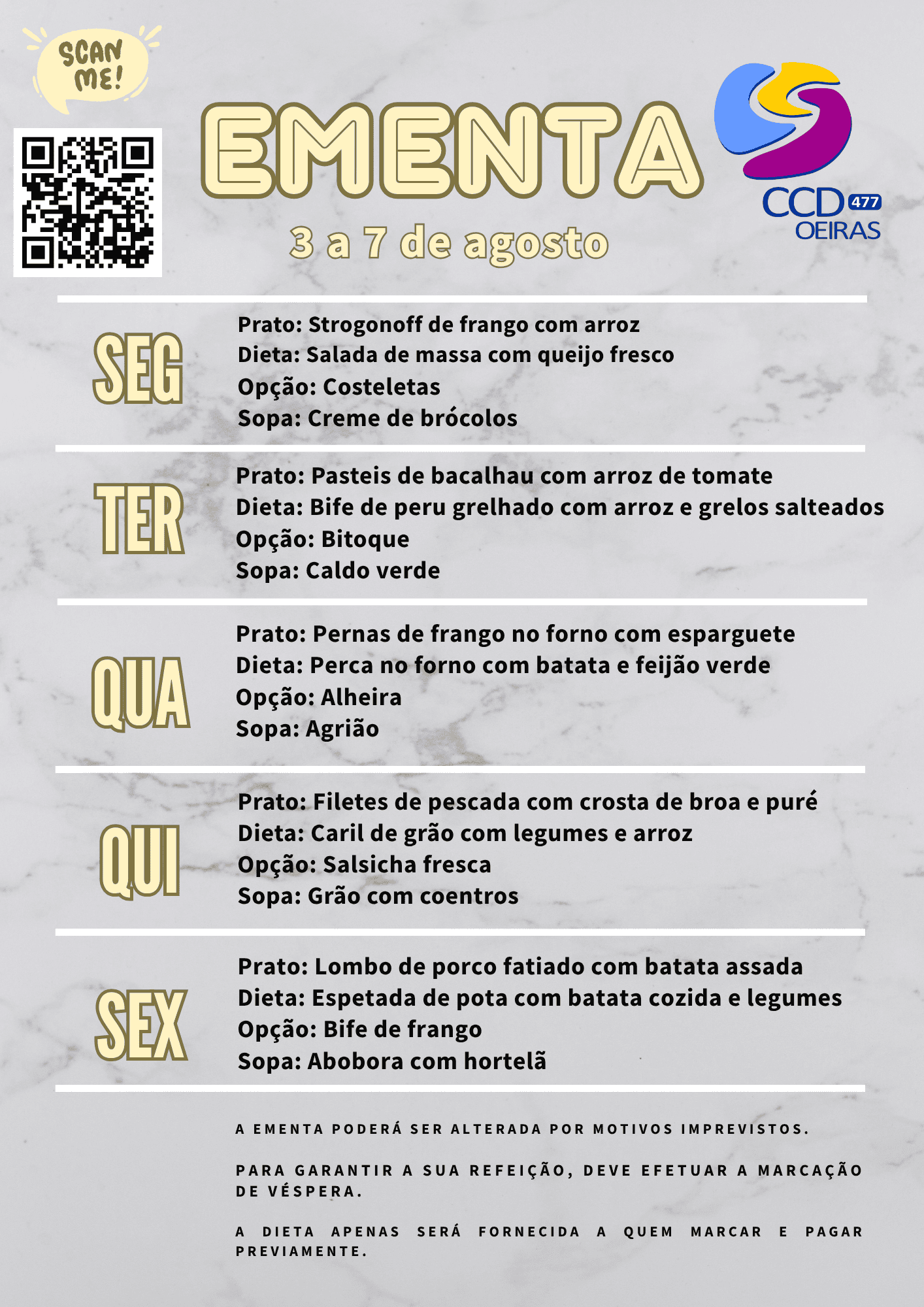Ementa da Semana 32