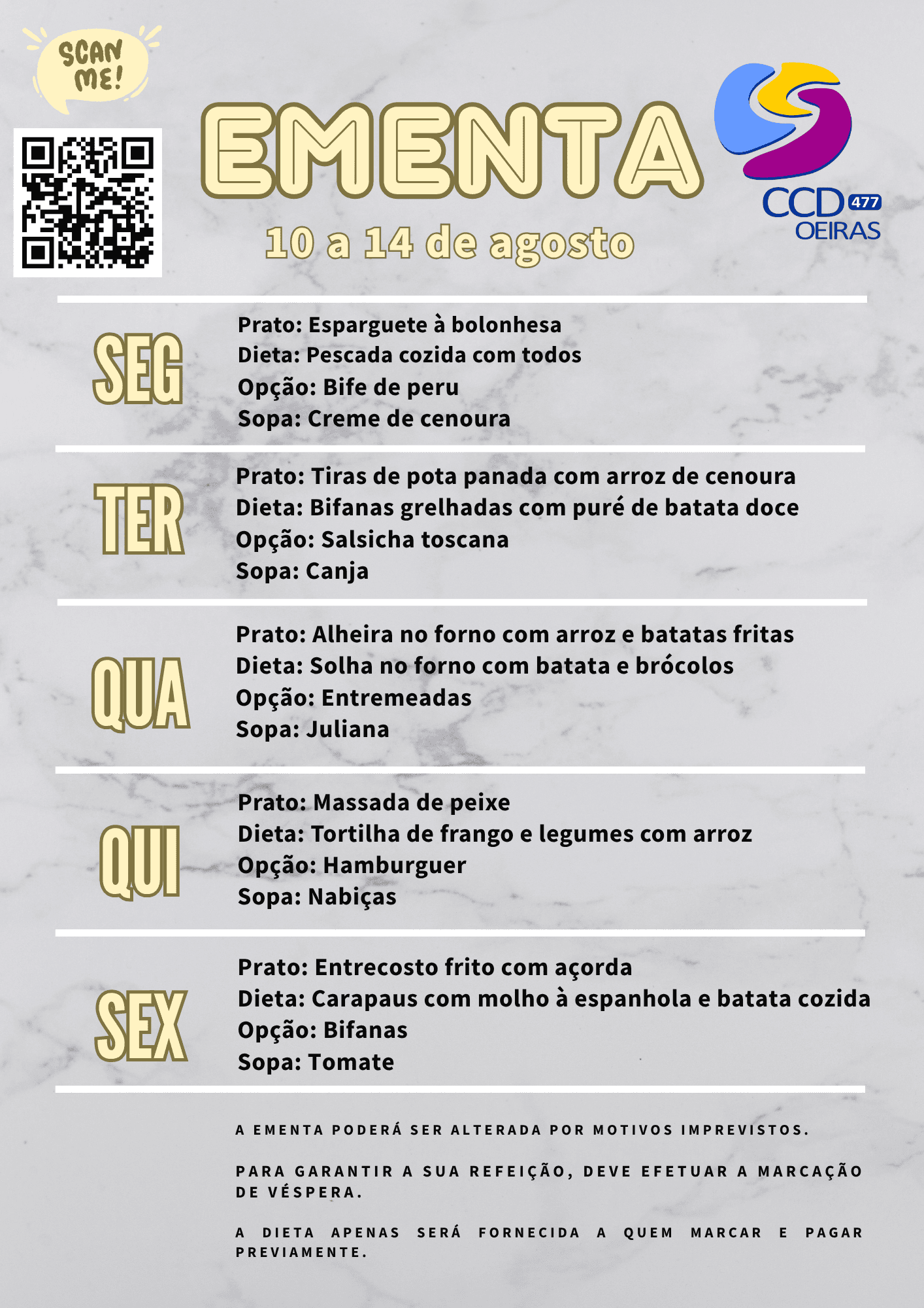 Ementa da Semana 33
