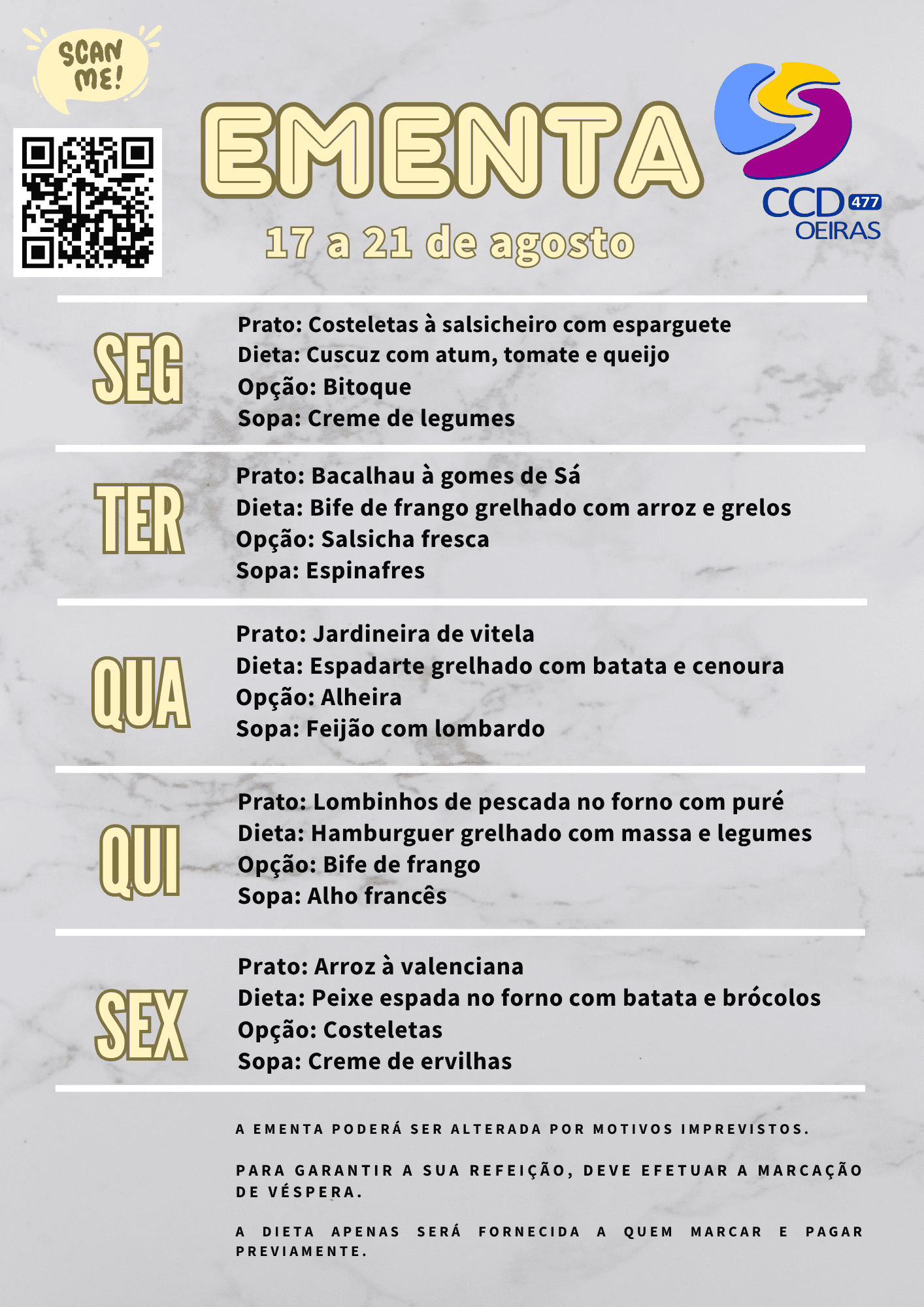 Ementa da Semana 34