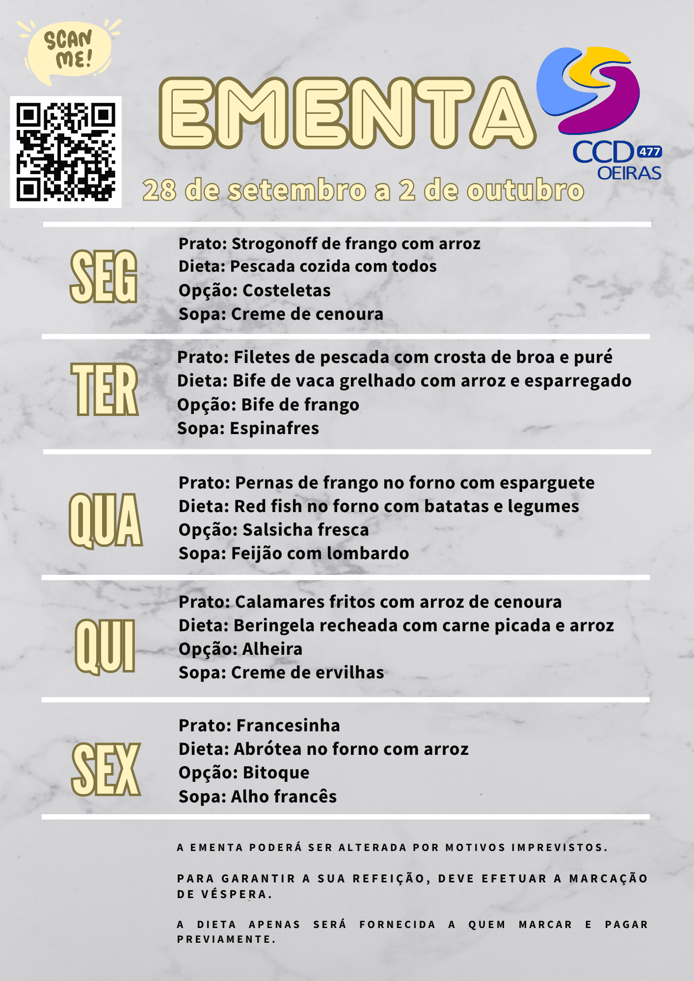 Ementa da Semana 40