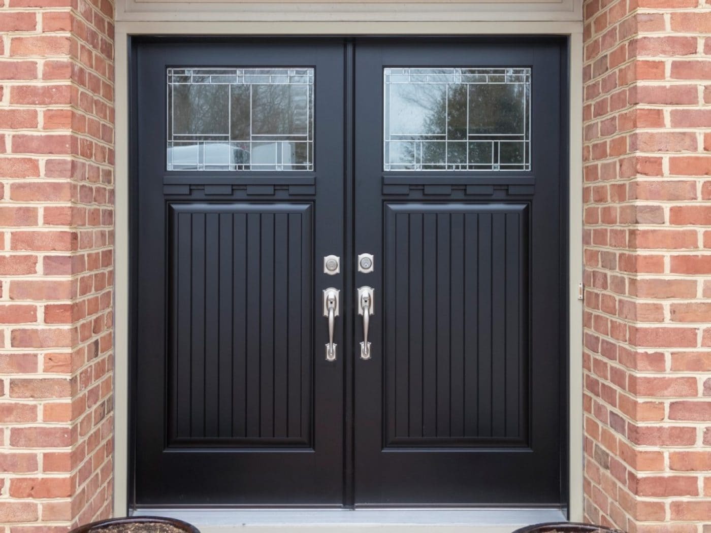 front view of black door