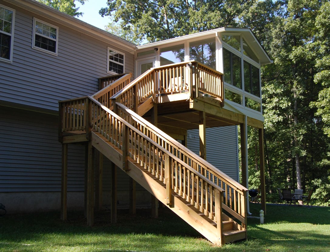 Sunroom on second floor of home