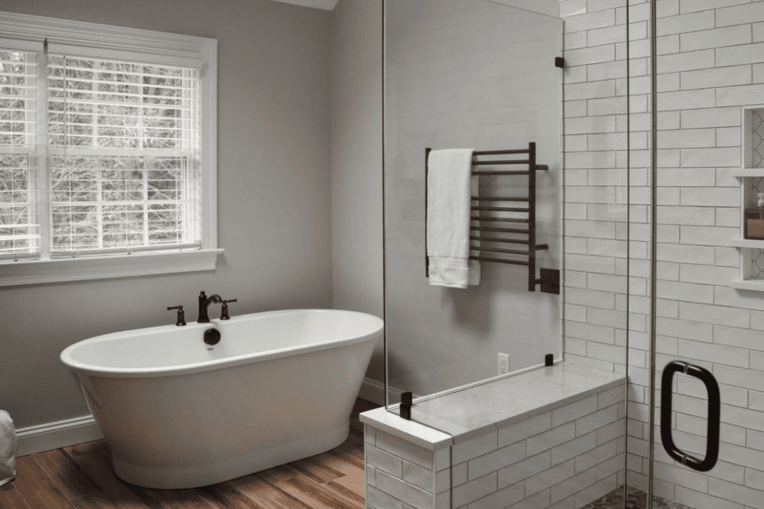 Separate tub and shower combo