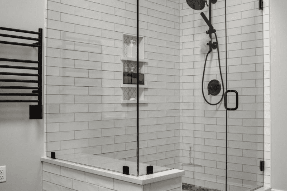 2-piece shower with subway tile