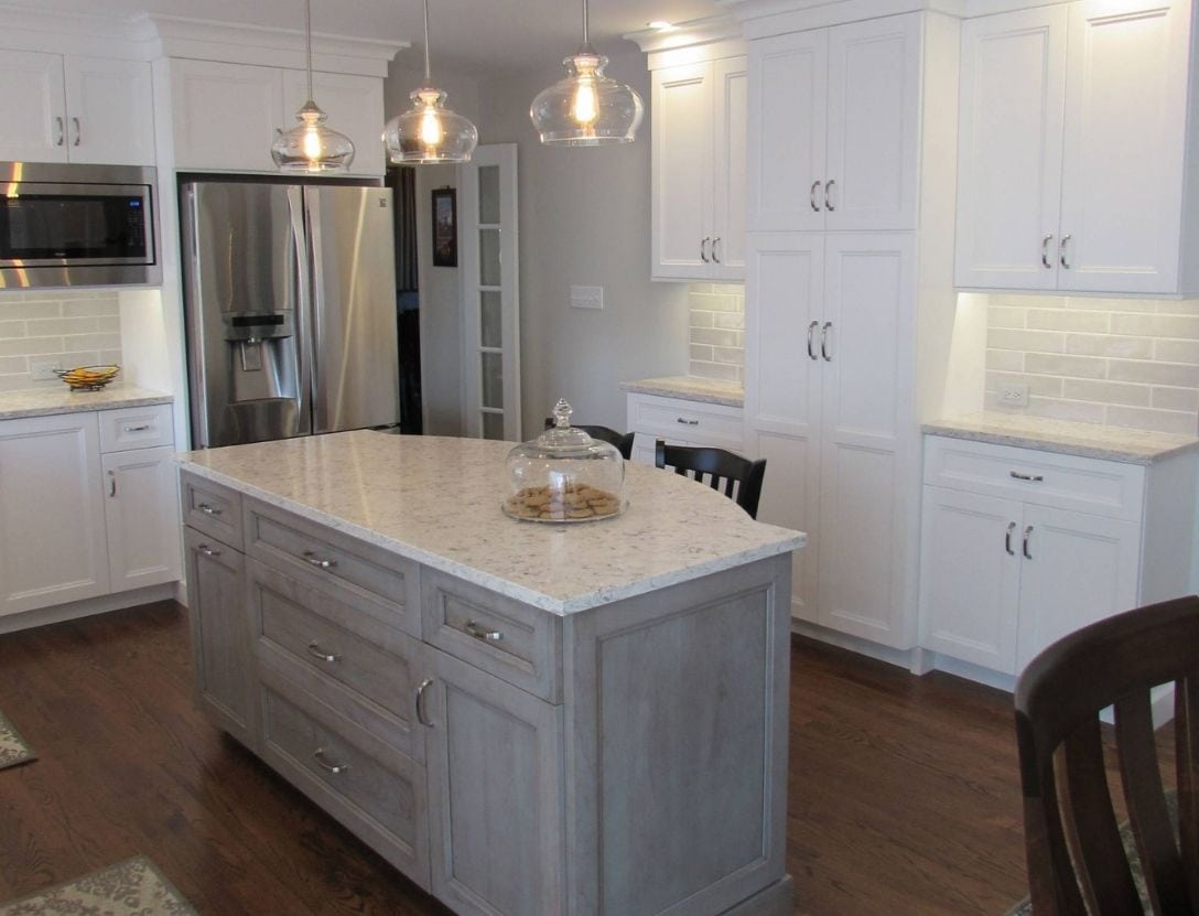 Kitchen color scheme with white and gray