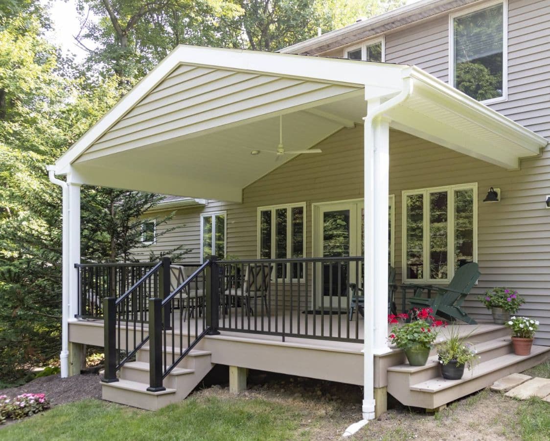 Covered patio outdoor seating area