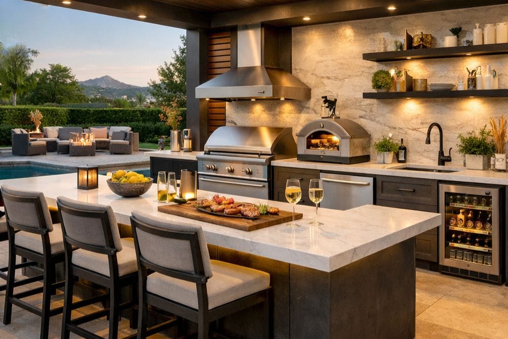 Modern backyard kitchen design elements