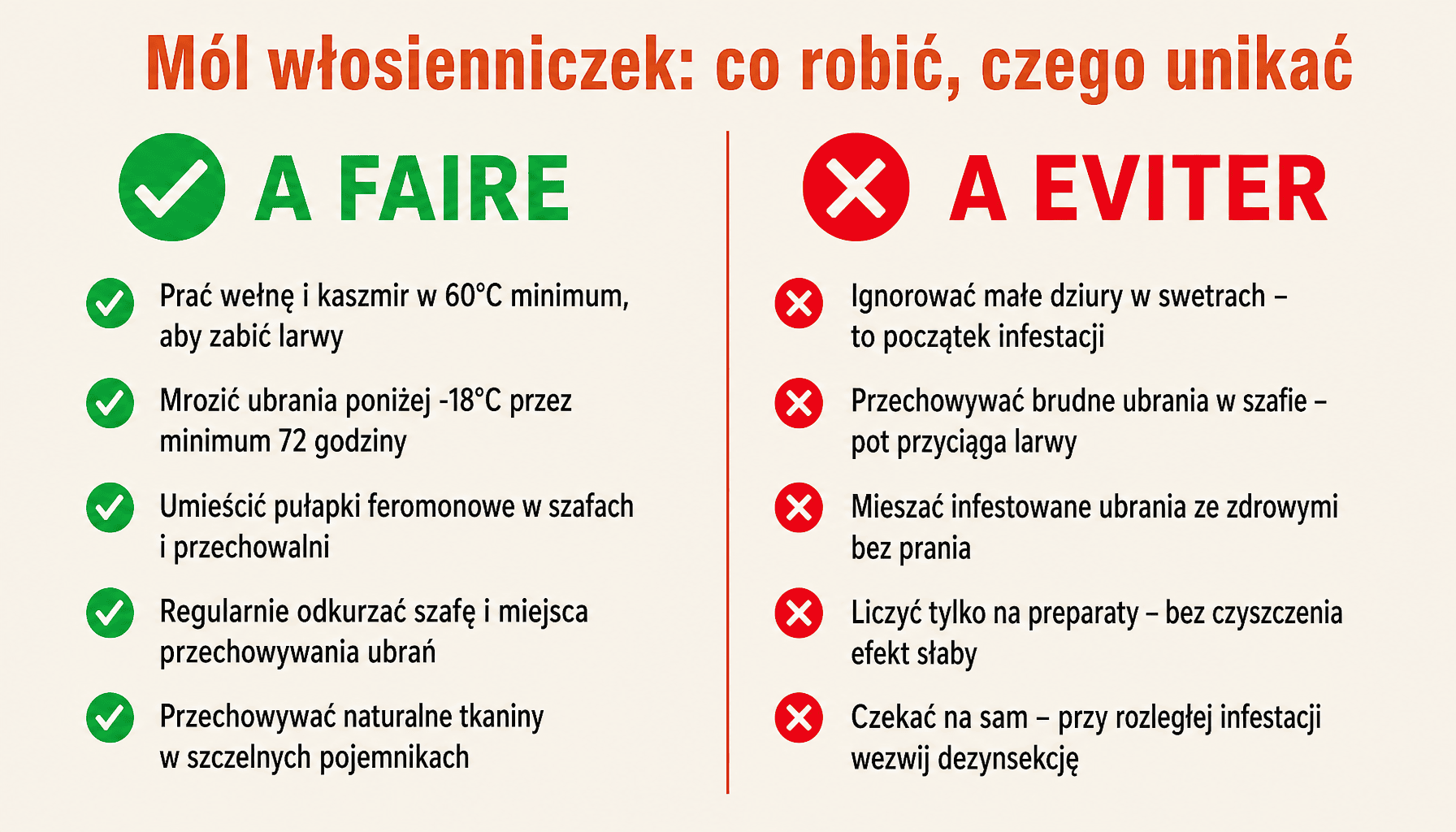 Infografika: jak walczyć z molem włosienniczkiem - co robić i czego unikać