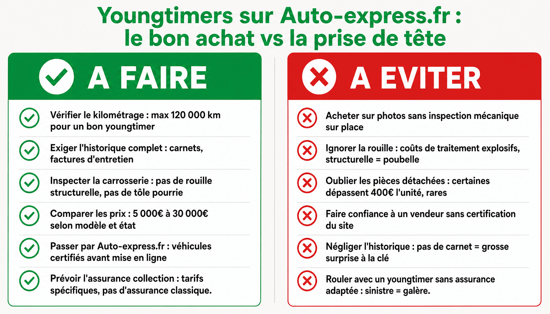 Guide achat-vente youngtimers auto express fr : conseils et pièges à éviter pour débutants