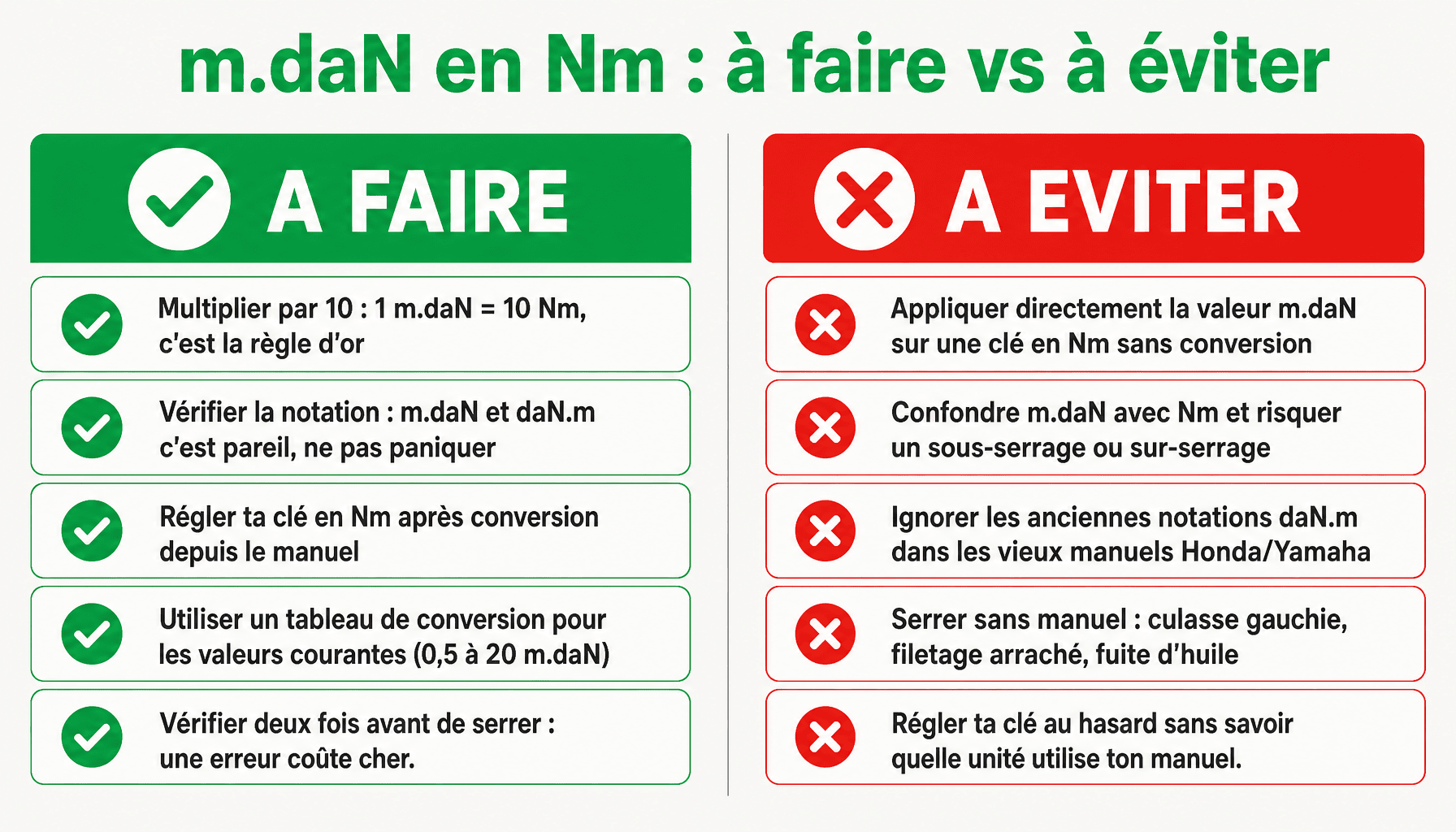 Infographie conversion m dan en nm : erreurs à éviter et bonnes pratiques pour serrage dynamométrique