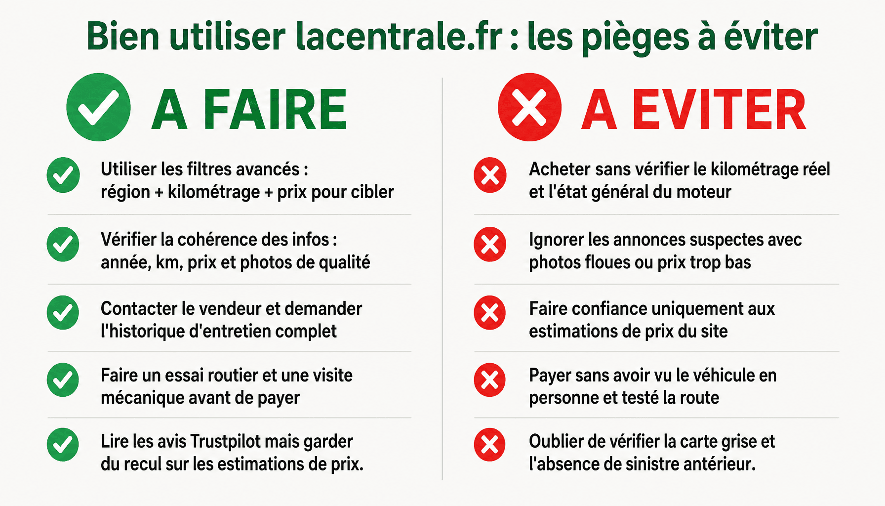 Guide pratique lacentrale fr : à faire et à éviter pour acheter une voiture d'occasion sans arnaque