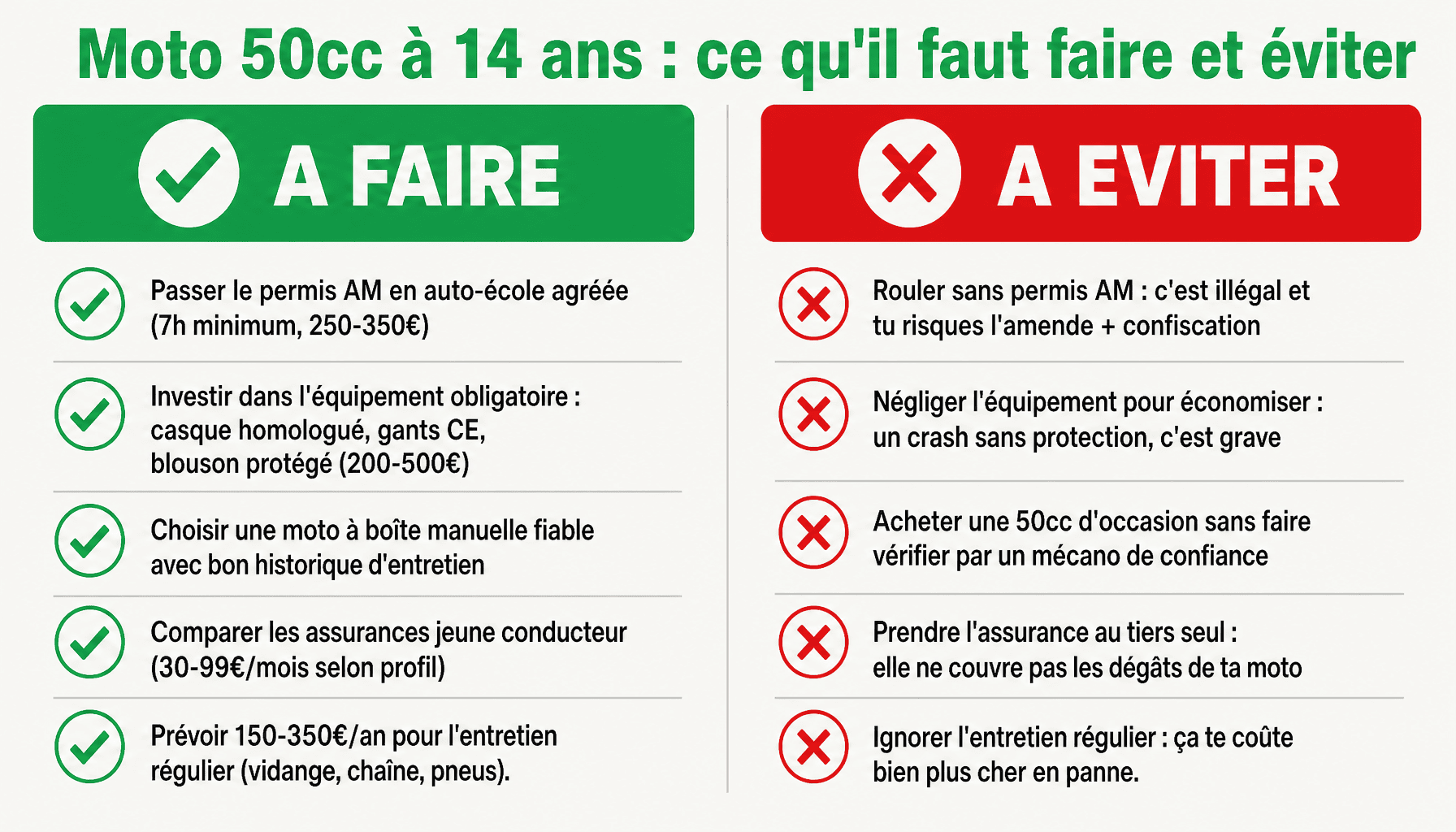 Guide à faire et à éviter pour débuter en moto 50cc à 14 ans avec permis AM