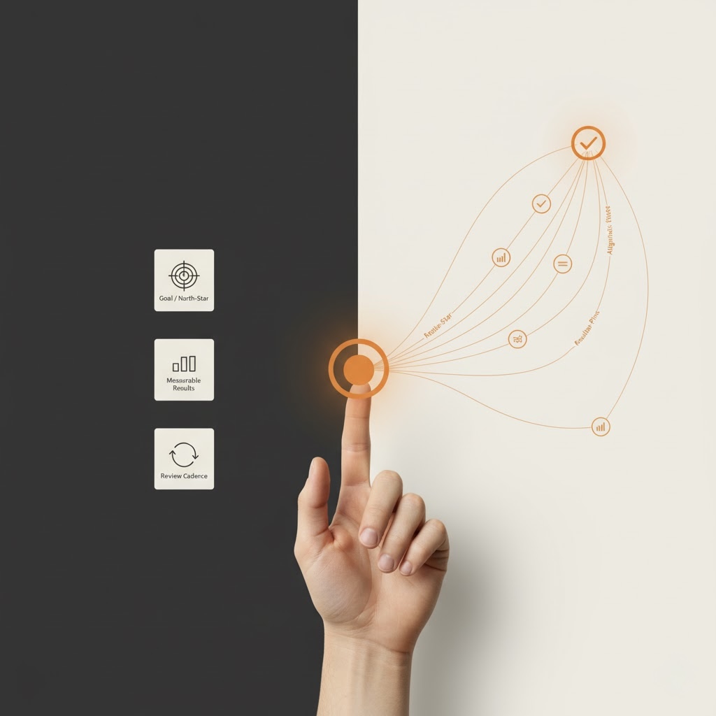 AlignAI – Ziele, Resultate und Review-Kadenz visuell dargestellt