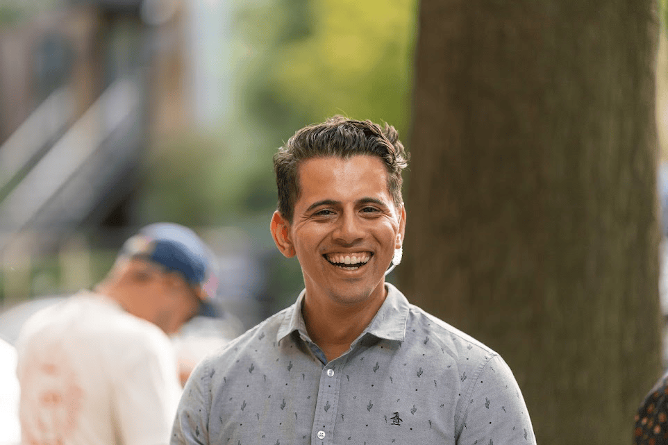 An image of a man laughing