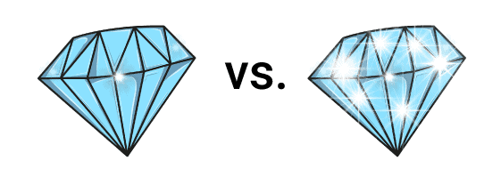 sparkly diamodn vs less brilliant diamond