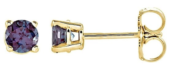 Alexandrite Stud Earrings in 14K Yellow Gold
