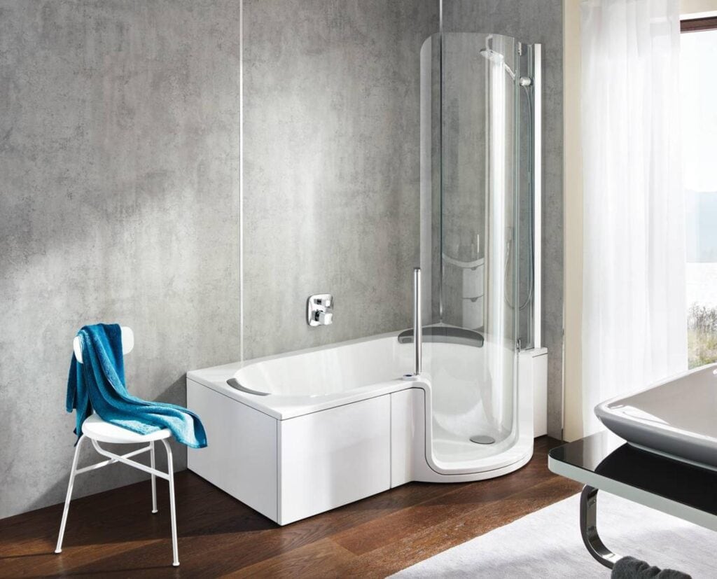Baignoire à porte combiné douche