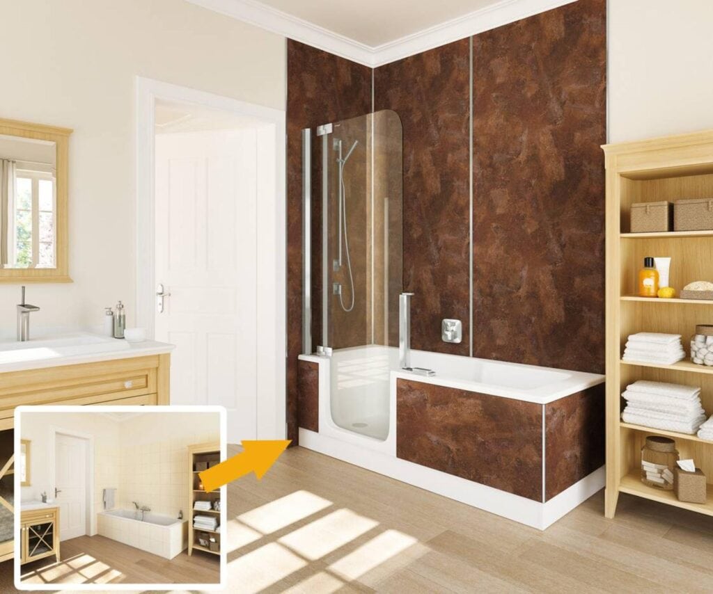 Baignoire à porte combiné douche